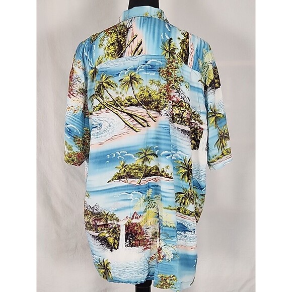 Kalaheo Mens XL Blue Hawaiian Print Short Sleeve Button Up Shirt Aloha Island - Picture 7 of 10